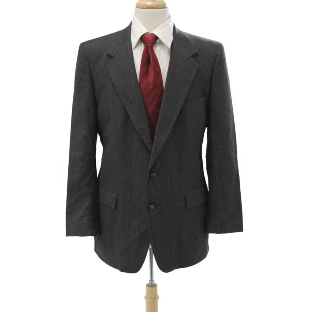 Givenchy Mens Dark Gray Wool Blazer Collared Button Classic Fall Size S